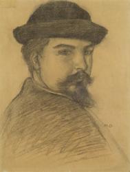 Portrait of the artist in a black hat (charcoal on paper) | Obraz na stenu