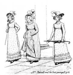 'Mrs. Bennet and her two youngest girls', illustration from 'Pride & Prejudice' by Jane Austen, edition published in 1894 (engraving) | Obraz na stenu
