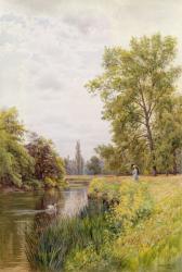 The Thames at Purley, 1884 (w/c on paper) | Obraz na stenu