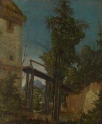 Landscape with a Footbridge, c.1518-20 (oil on panel) | Obraz na stenu