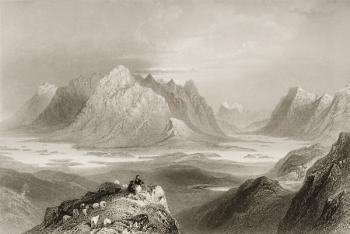 View from Cloonacartin Hill, Connemara, County Galway, from 'Scenery and Antiquities of Ireland' by George Virtue, 1860s (engraving) | Obraz na stenu
