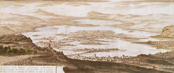 The Town of Mexico, from 'Voyages aux Regions Equinoxales du Nouveau Continent' by Alexander von Humboldt (1769-1859) 1810 (engraving) | Obraz na stenu