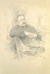 Portrait of Nikolaj Leskov (1831-95), 1889 (pencil on paper) | Obraz na stenu