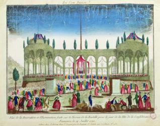 Decoration and Illumination of the Bastille for the Festival of the Federation, 14th July 1790 (coloured engraving) | Obraz na stenu