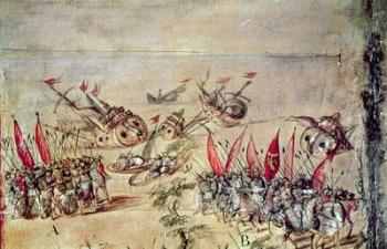 Cortes sinking his fleet off the coast of Mexico, 1518 | Obraz na stenu