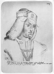 Portrait of Perkin Warbeck (c.1474-99) Flemish imposter and pretender to the English throne (sanguine on paper) (b&w photo) | Obraz na stenu