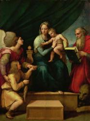 The Madonna of the Fish (The Madonna with the Archangel Gabriel and St. Jerome) c.1513 (oil on canvas) | Obraz na stenu