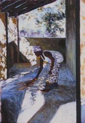 Girl Sweeping I, 2002 (oil on canvas) (see also 188680-681) | Obraz na stenu