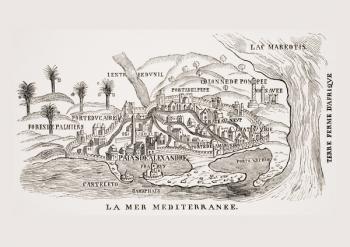 View of Alexandria, Egypt, after a woodcut in 'Observations de Plusieurs Singularitez', by P. Belon, published Paris, 1588, from 'Le Moyen Age et la Renaissance' by Paul Lacroix (1806-84) published 1847 (litho) | Obraz na stenu