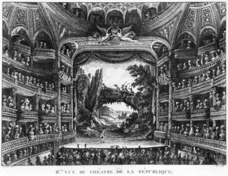 Second view of the Theatre de la Republique, plate 83 from volume IV of 'Voyage de France' (engraving) (b/w photo) | Obraz na stenu