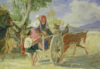 Italian Cart (oil on paper laid down on paperboard) | Obraz na stenu