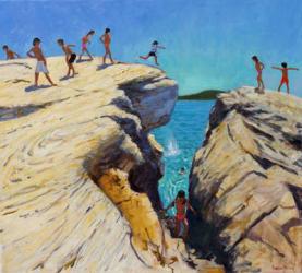 Jumping off the rocks,Plates,Skiathos,2015,(oil on canvas) | Obraz na stenu