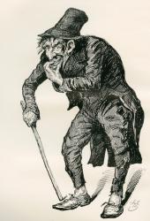 Quilp. Illustration by Harry Furniss for the Charles Dickens novel The Old Curiosity Shop, from The Testimonial Edition, published 1910. | Obraz na stenu