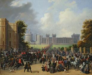 The Arrival of Louis-Philippe (1773-1850) at Windsor Castle, 8th October 1844, 1845 (oil on canvas) | Obraz na stenu
