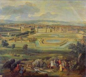 View of the Palace of Fontainebleau from the Parterre of the Tiber, 1722 (oil on canvas) | Obraz na stenu