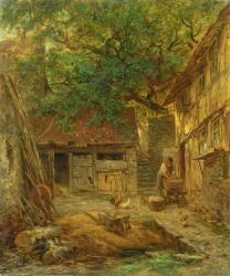 A Farmhouse Courtyard, 1862 (oil on canvas) | Obraz na stenu