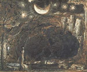 A Shepherd and his Flock under the Moon and Stars, c.1827 (pen & ink wash on paper) | Obraz na stenu