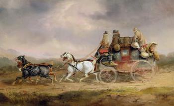 Mail Coaches on the Road: The Louth-London Royal Mail Progressing at Speed (oil on canvas) | Obraz na stenu
