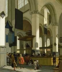 Interior of the Oude Kerk, Delft, with a preacher (oil on canvas) | Obraz na stenu