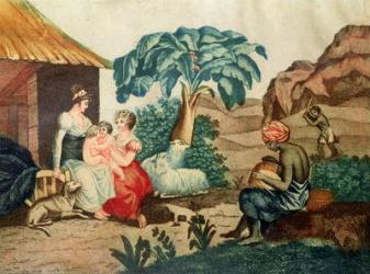 The Childhood of Paul and Virginie, from 'Paul et Virginie' by Henri Bernardin de Saint-Pierre (1737-1814) (coloured engraving) | Obraz na stenu