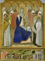 The Carmine Altarpiece, central panel depicting the Virgin and Child with angels, St. Nicholas and the prophet, Elijah, 1329 (oil on panel) | Obraz na stenu