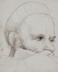 Head of a Crossbowman, c. 1516 (Silverpoint on greyish prepared paper, reinforced with the brush, black ink and white bodycolour) | Obraz na stenu