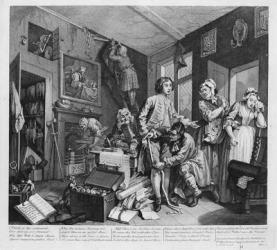 The Young Heir Takes Possession of the Miser's Effects, plate I from 'A Rake's Progress', 1735 (engraving) | Obraz na stenu