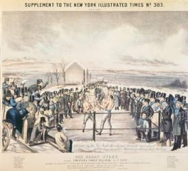 The Great Fight Between Tom Hyer and Yankee Sullivan, 1849 (colour litho) | Obraz na stenu