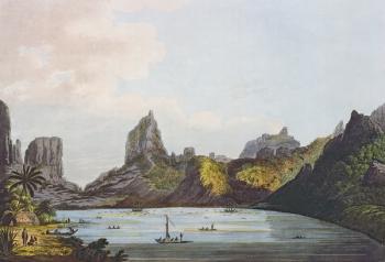 View of the Harbour of Taloo in the Island of Eimeo, from 'Views in the South Seas', pub. 1789 (etching) | Obraz na stenu