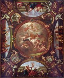Justice Ensures Peace and Protects the Arts, study for the ceiling of the Second Chamber of Petitions of the Parliament of Paris, 1688 (oil on canvas) | Obraz na stenu