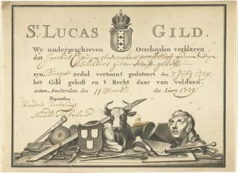 Receipt from the Guild of Saint Luke in Amsterdam to the glazier James Cip, 1729 | Obraz na stenu