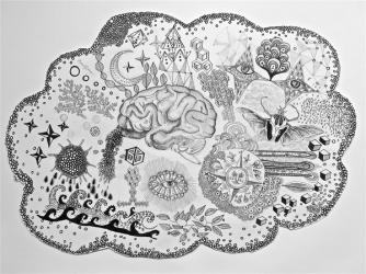 Thought Bubble Brain, 2016, (pen & pencil on card) | Obraz na stenu