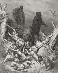 The Children Destroyed by Bears, illustration from Dore's 'The Holy Bible', 1866 (engraving) | Obraz na stenu