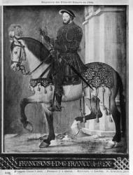 Equestrian portrait of King Francis I of France (w/c on vellum) | Obraz na stenu
