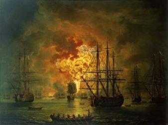 The Destruction of the Turkish Fleet at the Bay of Chesma, 1772 (oil on canvas) | Obraz na stenu