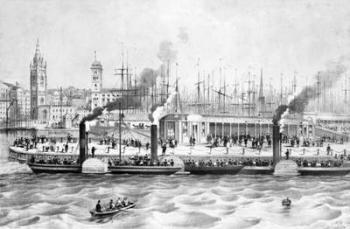 George's Landing Stage, Pier Head, Liverpool, c.1855 (engraving) | Obraz na stenu
