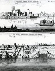 Chinese floating Village, 17th Century (engraving) | Obraz na stenu