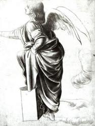 Study of an Angel (chalk on paper) (b/w photo) | Obraz na stenu
