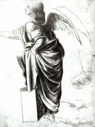 Study of an Angel (chalk on paper) (b/w photo) | Obraz na stenu