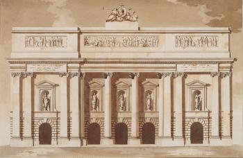 Elevation for the West Front of Parliament House, Dublin, c.1787 (pen and brush with brown ink and w/c on laid paper) | Obraz na stenu