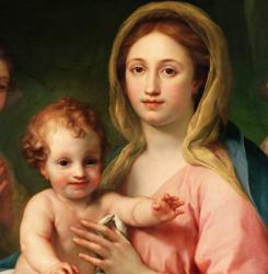 Madonna and Child with Two Angels, 1770-73 (oil on panel) (detail of 91576) | Obraz na stenu