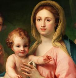 Madonna and Child with Two Angels, 1770-73 (oil on panel) (detail of 91576) | Obraz na stenu