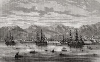 Toulon in the 18th century, from 'Histoire de la Revolution Francaise' by Louis Blanc (1811-82) (engraving) | Obraz na stenu