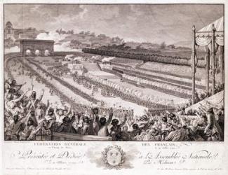 Festival of the Federation, 14 July 1790, at the Champ de Mars, late 18th century, engraved by Isidore Stanislas Helman (1743-1809) (engraving) | Obraz na stenu