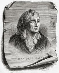 Portrait of Jean Paul Marat (1743-93) engraved by Jean Baptiste Amedee Guillaume (1822-93) (engraving) | Obraz na stenu