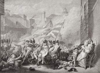 The death of Major Peirson at St. Helier, retaking Jersey from the French, 8 January 1781, from `Illustrations of English and Scottish History' Volume II (engraving) | Obraz na stenu
