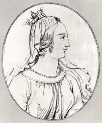 Eleanor of Aquitaine (c.1122-1204) (engraving) (b/w photo) (detail of 158139) | Obraz na stenu