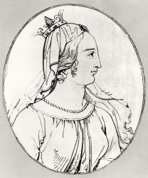 Eleanor of Aquitaine (c.1122-1204) (engraving) (b/w photo) (detail of 158139) | Obraz na stenu