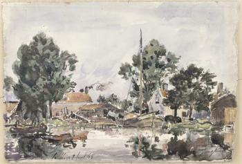 A Canal in The Hague, 1868 (w/c on paper) | Obraz na stenu