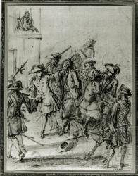 The Arrest of Louis Dominique Cartouche (1693-1721) (crayon on paper) (b/w photo) | Obraz na stenu